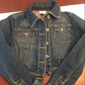 Cropped Ann Taylor Loft Jean Jacket embellished